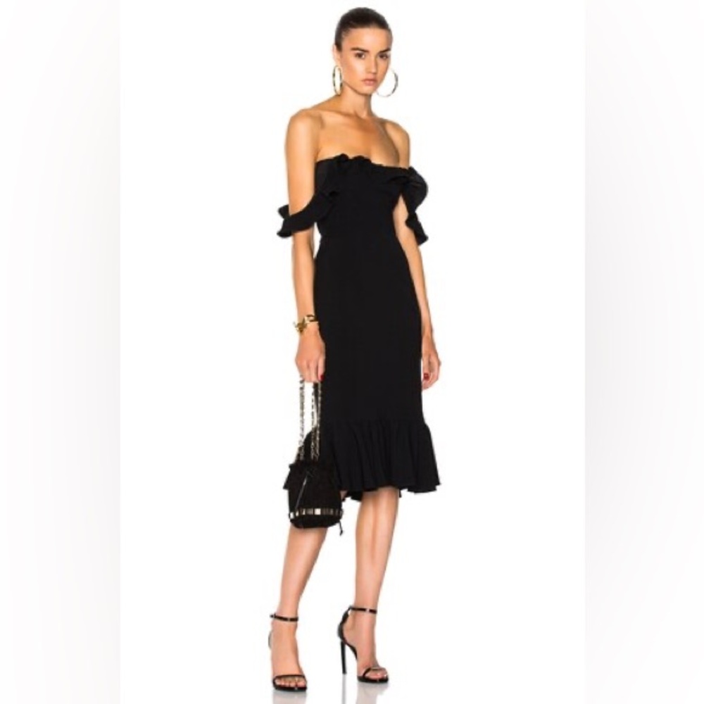 Cinq a Sept Opalina Ruffle Black Dress